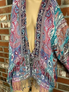 BOHO Paisley Shawl Jacket w/ Fringe